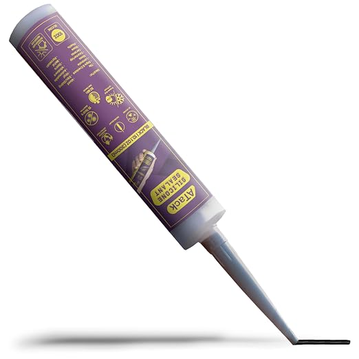 ATack Black Silicone Sealant Caulk 10.1 oz 100% Silicone Black Caulking by ATack