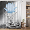 Lotus Shower Curtain Black White Grey Blue Flower Elegant Blooming Floral by showercurtain