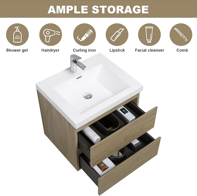 Floating Vanity Bathroom, 24 Inch Bathroom Vanity - Image 5