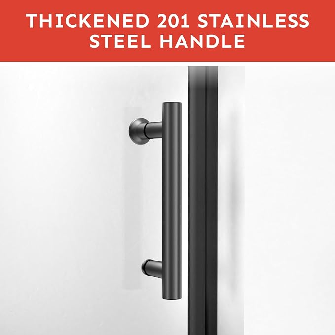 Kosmonia 36"-37"Wx72"H Frameless Pivot Shower Door, 1/4" Tempered Glass&Shatter - Image 8