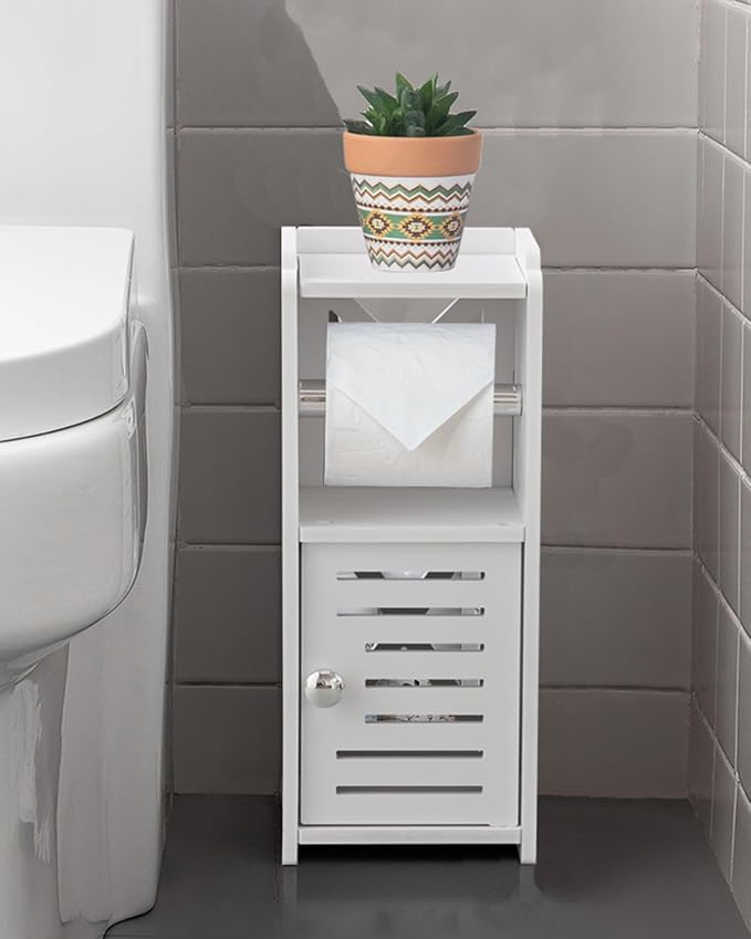 AOJEZOR Toilet Paper Holder Stand: Free Standing PVC Bathroom Cabinet by AOJEZORBathroomCabinets