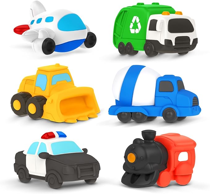 6 PCS Vehicle Floating Bath Toys Mold Free Infant Bath Tub Toys by ZippytotsToys