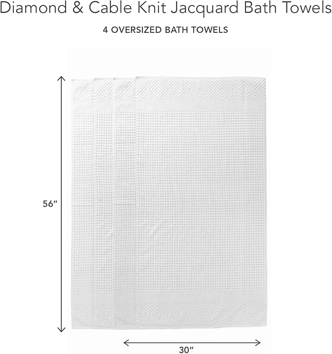 Texere 100% Organic Cotton Diamond Jacquard 700 GSM Luxury Bath Towel Sets - Image 6