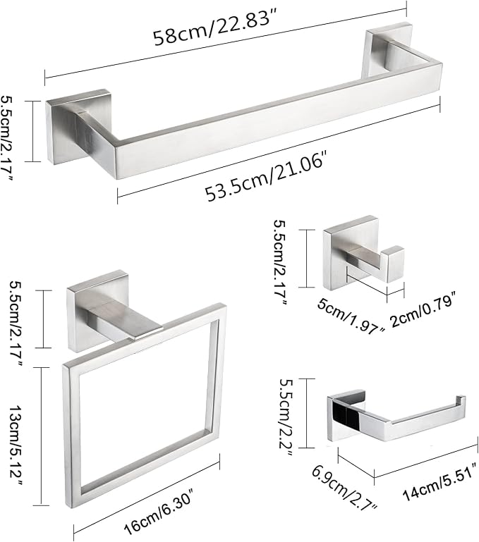 4-Piece Bathroom Hardware Set, Towel Rack Towel Holder Toilet Paper Holder - Image 7