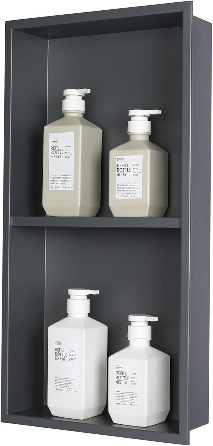 No Tile Ready Gunmetal Shower Niche, Stainless Steel Shower Wall Niche Inserts - Image 7