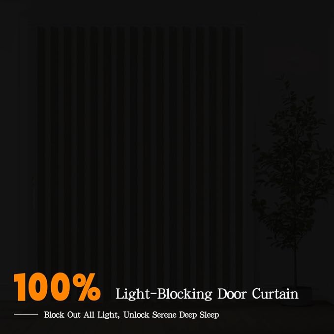 Accordian Door Curtain, 100% Blackout Folding Magnetic Doorway Curtains - Image 4