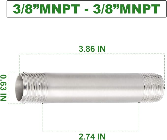 TAISHER 2PCS Stainless Steel Pipe Fittings, 3/8" NPT x 3/8" NPT Male Threaded - Image 4
