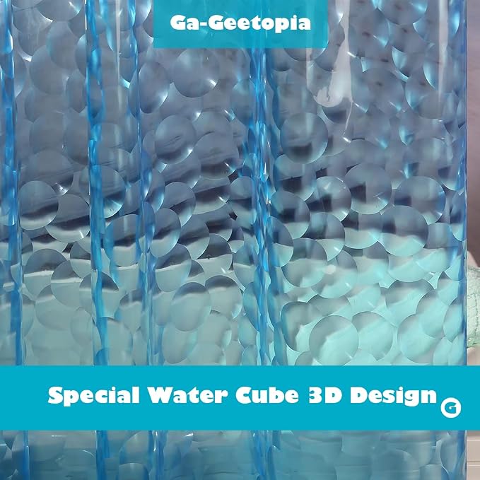 Ga-Geetopia EVA 3D Blue Pearl Water Cube Plastic Shower Curtain Liner - Image 2
