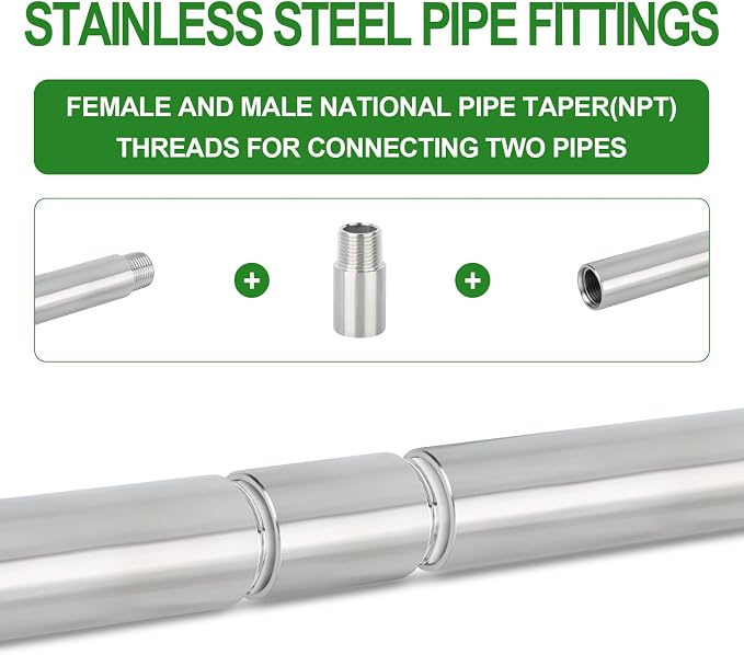 TAISHER 4PCS Stainless Steel Pipe Fittings, 3/8" NPT Male x 3/8" NPT Female - Image 5