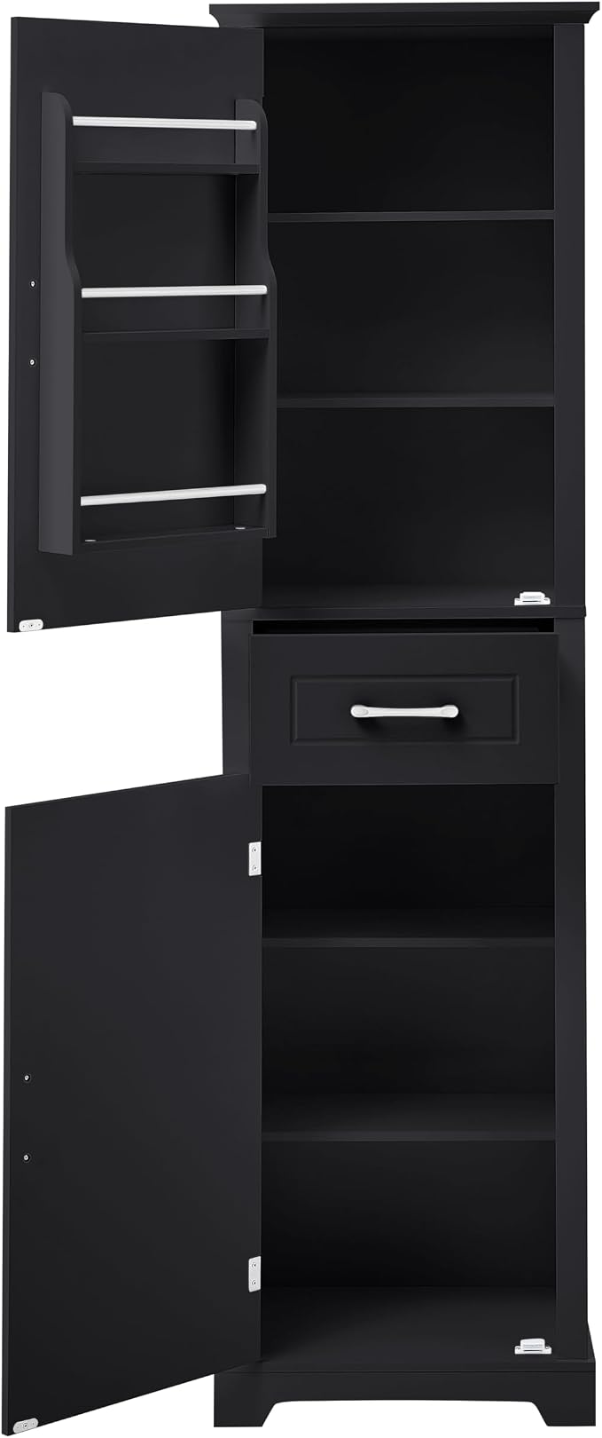 Slim Bathroom Storage Cabinet, Wood Tall Narrow White Bathroom Storage Cabinet - Image 9