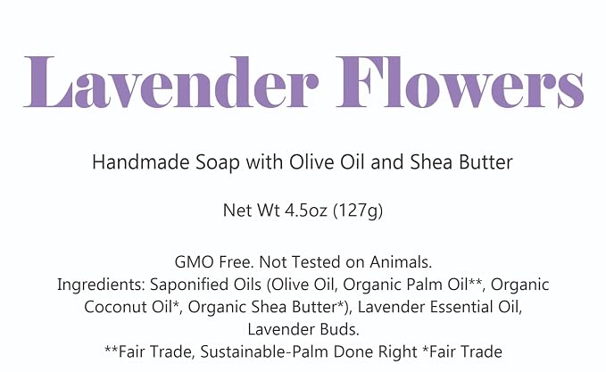 3 Pk Lavender Flowers Organic Soap Bars, Handmade in USA, Natural & Cruelty Free - Image 2