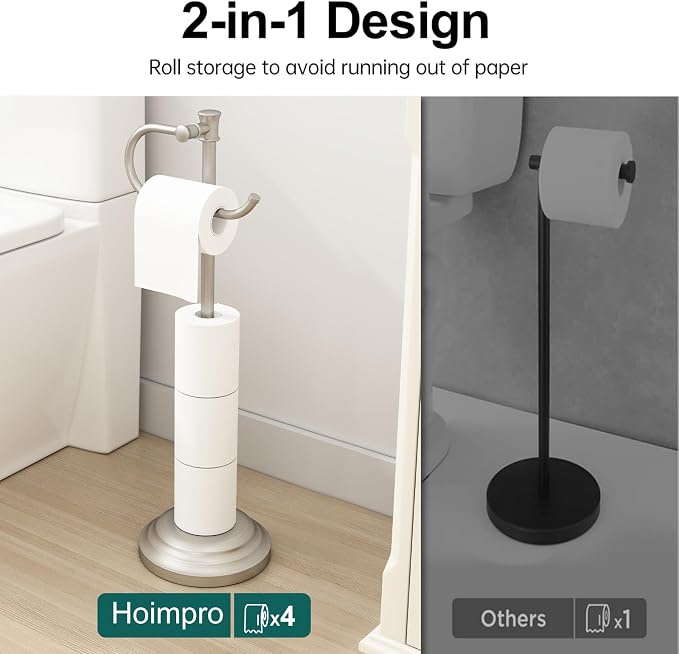 Hoimpro 25" Toilet Paper Holder Free Standing, Floor Bathroom Toilet Paper - Image 3