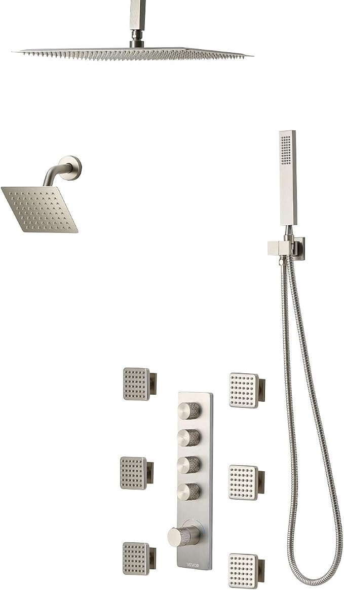 VEVOR Shower Faucet Set, 16 Inch Thermostatic Ceiling Mount Rainfall Shower - Image 9