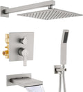 Shower System with Tub Spout, All Metal Bathtub Shower Faucet Set with High by RFSUNUAN