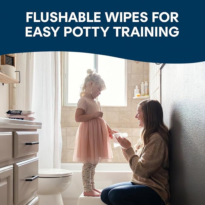 Cottonelle Fragrance Free Flushable Wet Wipes, Adult Wet Wipes, 2 Flip-Top Packs - Image 3