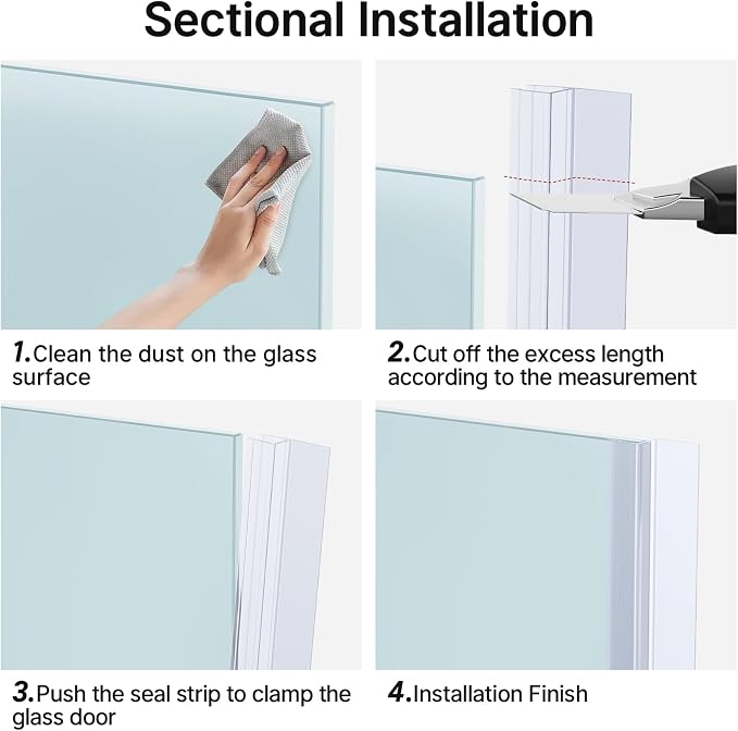 AmazerBath Shower Door Side Seal Strip, Frameless Glass Shower Door Seal Strip - Image 5