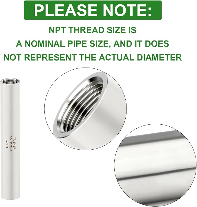 TAISHER 2PCS Stainless Steel Pipe Fittings, 3/4" NPT Female x 3/4" NPT Female - Image 4