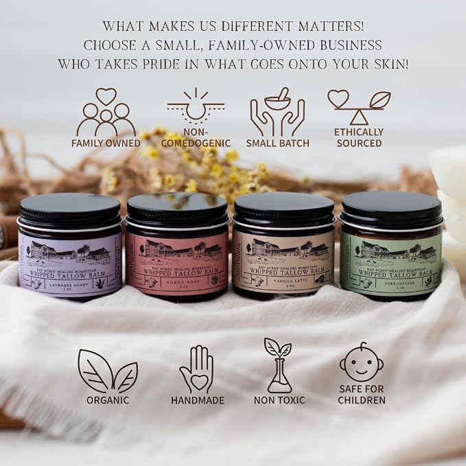 100% Grass-Fed Lavender infused Whipped Tallow Balm-Organic Raw Manuka Honey & - Image 3