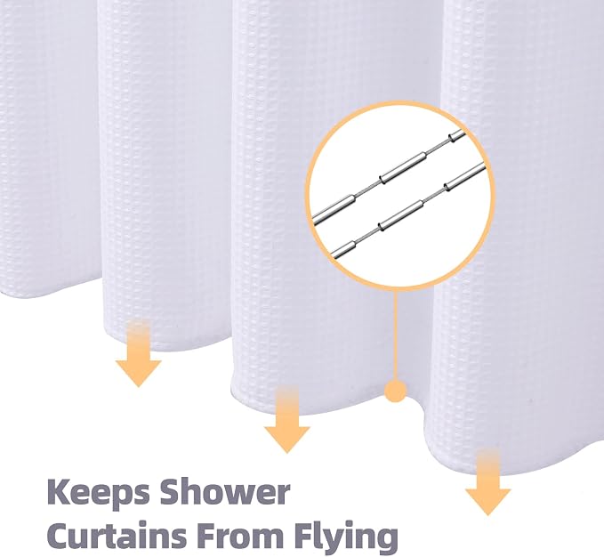 LaCyan 3 in 1 Waterproof Waffle Weave Shower Curtain and Clear Liner Set - Image 4