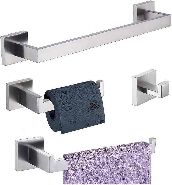 Bathroom Hardware Set 4 Piece Brushed Nickel Bathroom Accessories Set SUS304 by TAUN