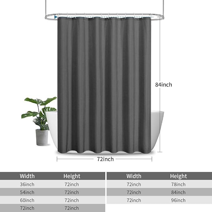 2-in-1 Waterproof Extra Long Fabric Shower Curtain or Liner, Linen Textured - Image 3
