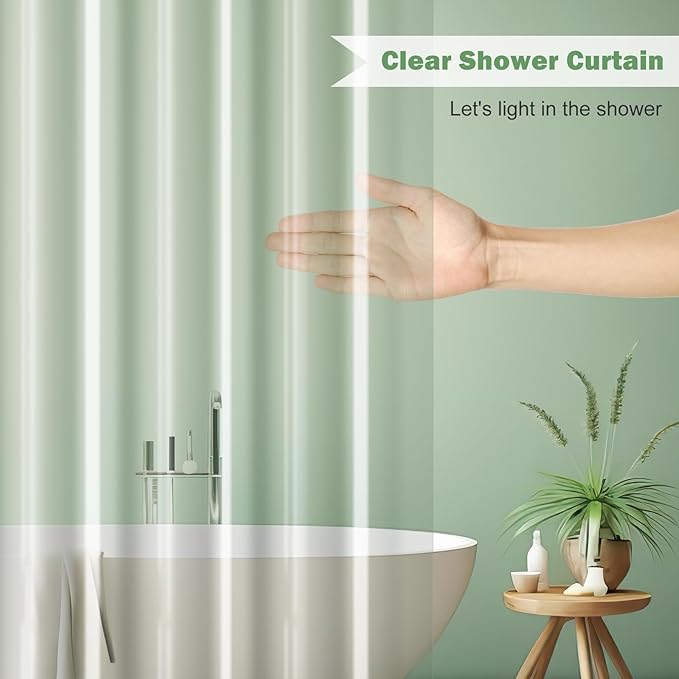 UFRIDAY Clear Stall Long Shower Curtain Liner 60 x 84 inch, EVA Waterproof - Image 2