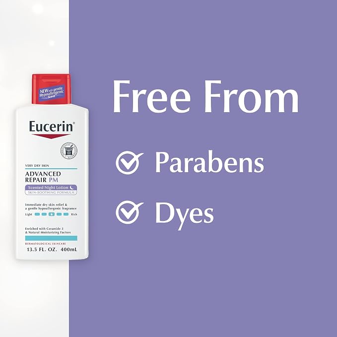 Eucerin Advanced Repair Scented Night Lotion, 48 Hour Moisturizing Body Lotion - Image 7