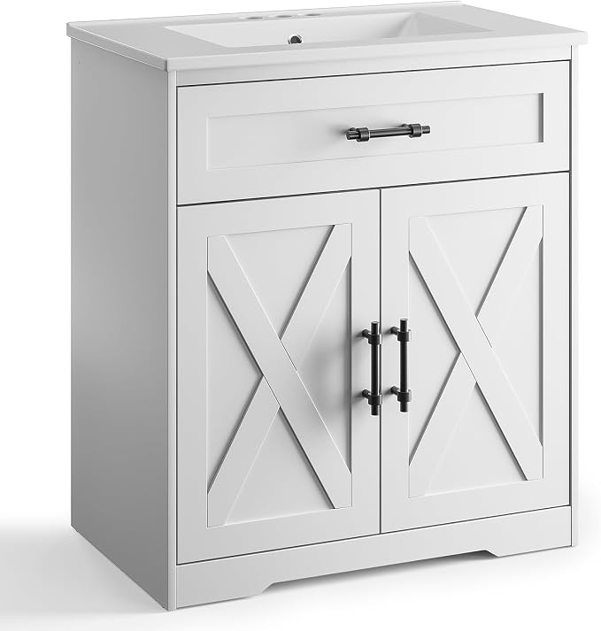 Amada 30″ Bathroom Vanity with Ceramic Sink, Farmhouse Undermount Vanity Sink - Image 4