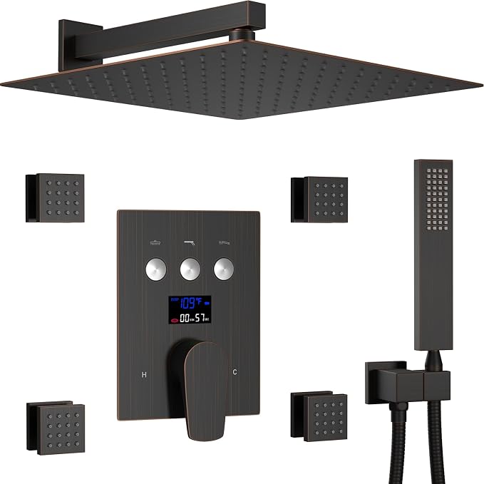 Shower System Oil Rubbed Bronze Shower Faucet Set 12 Inch Wall Mounted Full by KATAIS