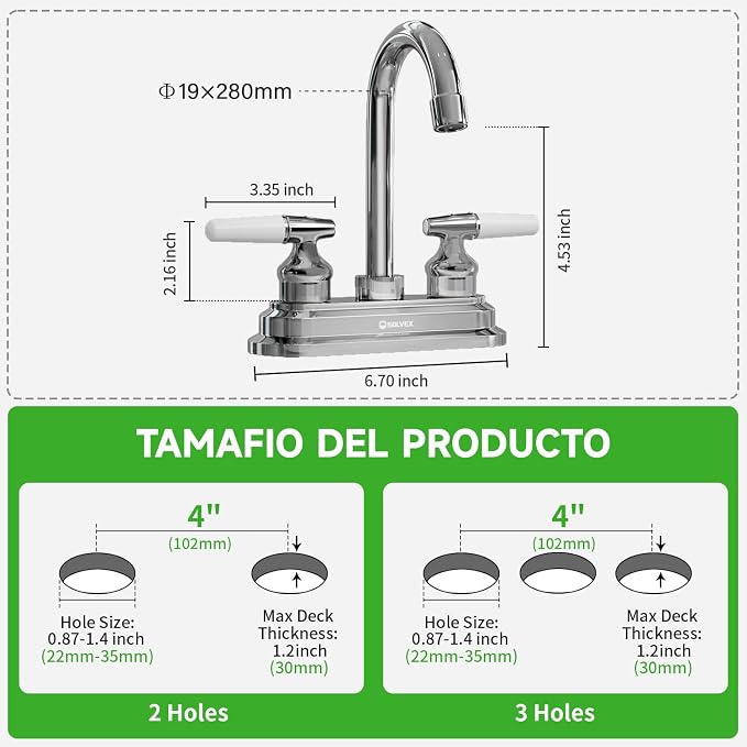 SOLVEX Centerset Bathroom Faucet, 4 Inch 2 Handle Bathroom Sink Faucets - Image 5