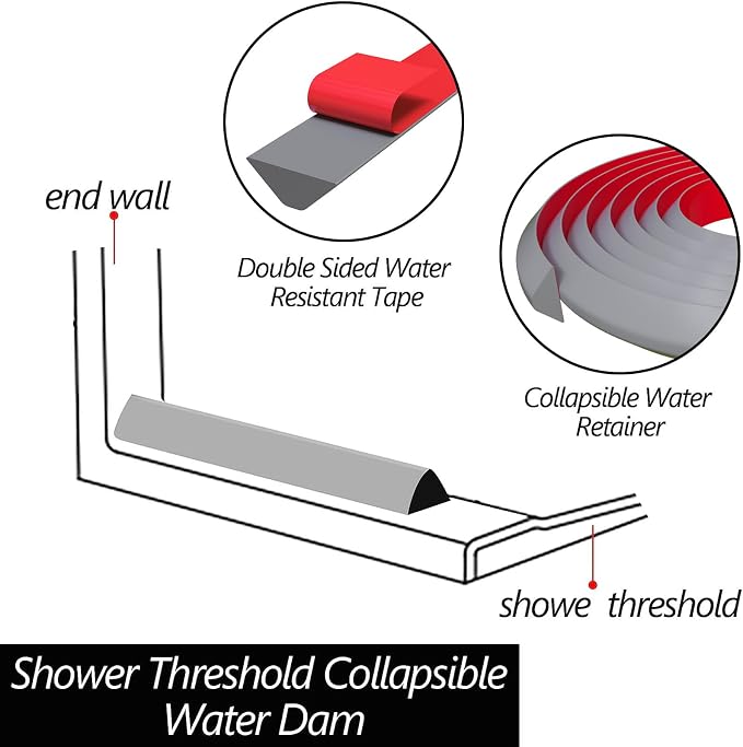 Raycity Shower Threshold Water Dam Barrier, Shower Door and Kitchen Water Strip - Image 3