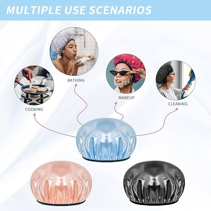 Aquior Shower Cap, Premium Soft Silky Satin Reusable Hair Cap - Image 8