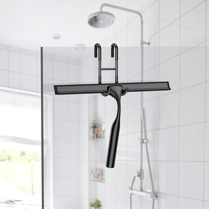 Black Shower Squeegee for Glass Door 12-Inch Bathroom Squeegee Window Wiper - Image 6