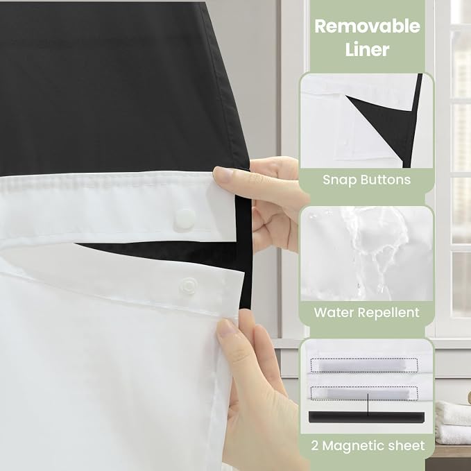 Inhousolu Stall No Hook Shower Curtain - Image 5