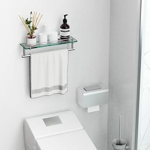 16-Inch Floating Tempered Glass Bathroom Shelf - Image 2