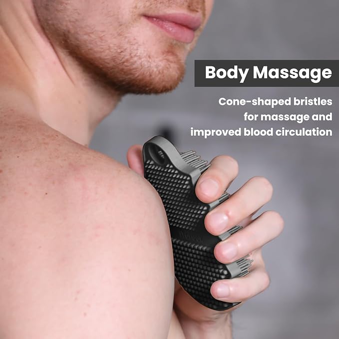 Silicone Body Scrubber Silver-Infused Dual-Sided 3-in-1 - Image 3
