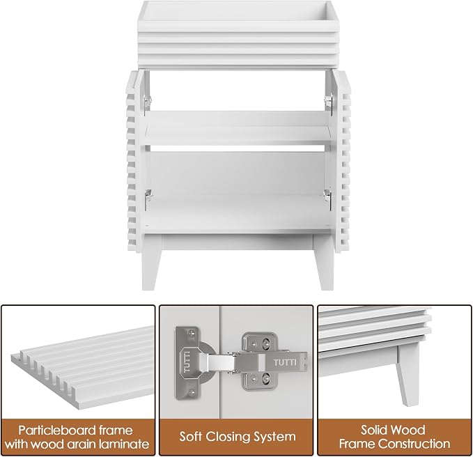 ROOMTEC 24" Bathroom Vanity, Mid-Century Freestanding Bathroom Cabinet Vanity - Image 6