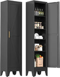 Narrow Metal Cabinet with 4 Adjustable Shelves and Barn Doors, Tall Bathroom by MetalStorageCabient