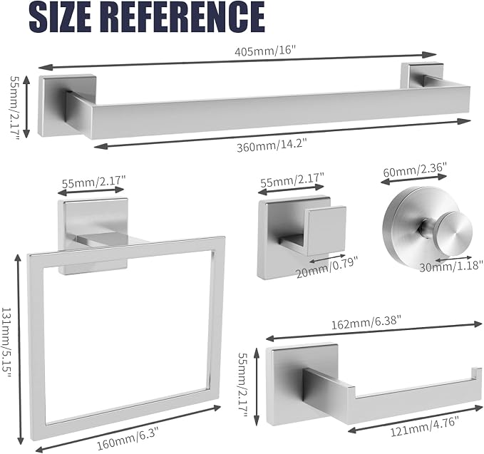 Bathroom Hardware Accessories Set: 12-Pieces Bath Towel Bar Set, Towel Racks - Image 5