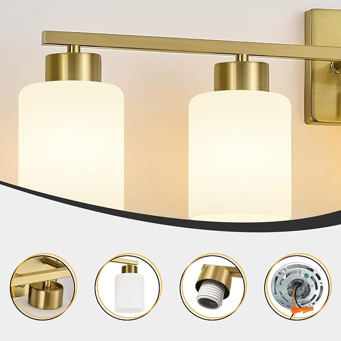 Brushed Gold Bathroom Light Fixtures, 5-Light Modern Vanity Light Over Mirror - Image 6