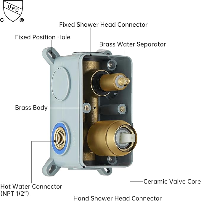BESy Shower System with 10 Inch Round Rain Shower Head and Handheld Wall Mounted - Image 7