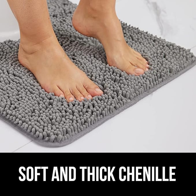 GORILLA GRIP Bath Rug Mat 60x24, Thick Soft Absorbent Chenille, Quick Dry - Image 3
