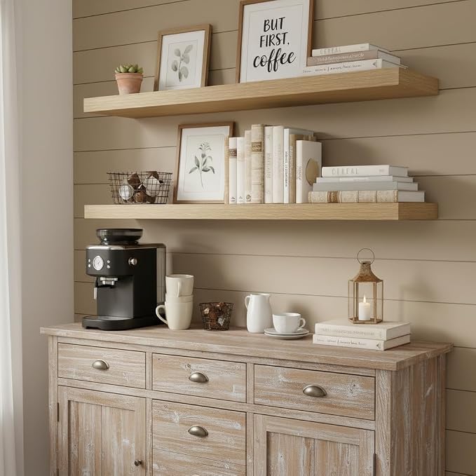 Vivelove 12 Inch Deep Floating Shelves 55 inch Long, 2 Inch Thick Wall Shelves - Image 6