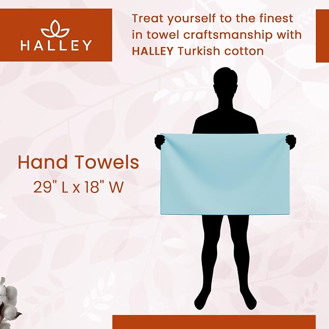 HALLEY Turkish Cotton Towels Hand Towels Super Soft Highly Absorbent 100% - Image 7
