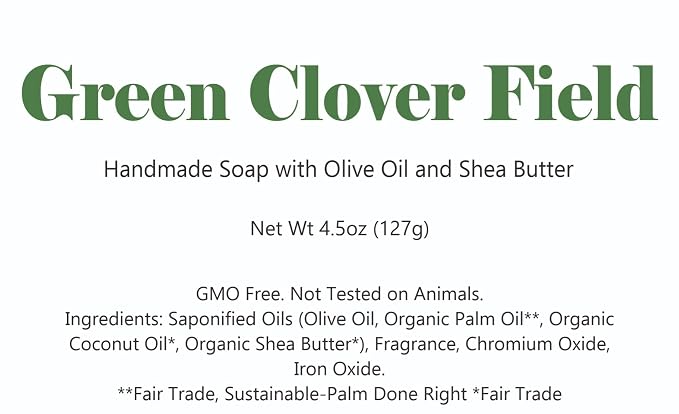 3 Pk Green Clover Field Organic Soap Bars, Handmade in USA, Natural & Cruelty - Image 2