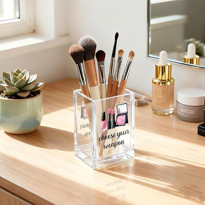 Choose Your Weapon Acrylic Cosmetic Holder, Funny Makeup Brush Organizer Gifts - Image 5