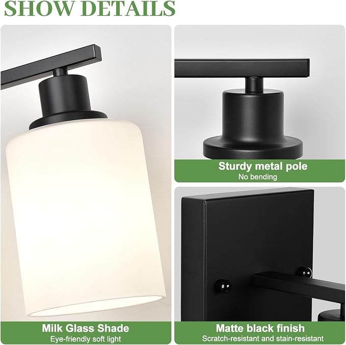 Set of 2 Wall Sconces for Bathroom, Bathroom Wall Lamp for Mirror Kitchen - Image 3