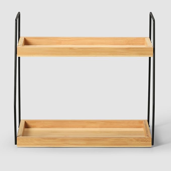 Bamboo Bathroom Counter Organizer, Wooden Bathroom Sink Countertop Organizer - Image 4