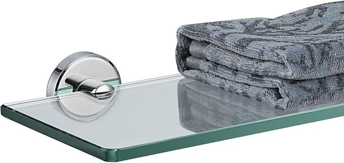 JQK Bathroom Glass Shelf Chrome, Tempered Glass Shower Storage 14 by 5 inches by Homeimprovement