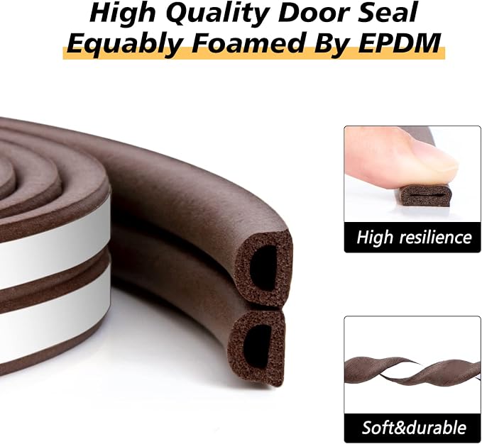 SUNMON Weather Stripping Door Seal Strip, 33Feet D-Type Soundproofing, Self - Image 2